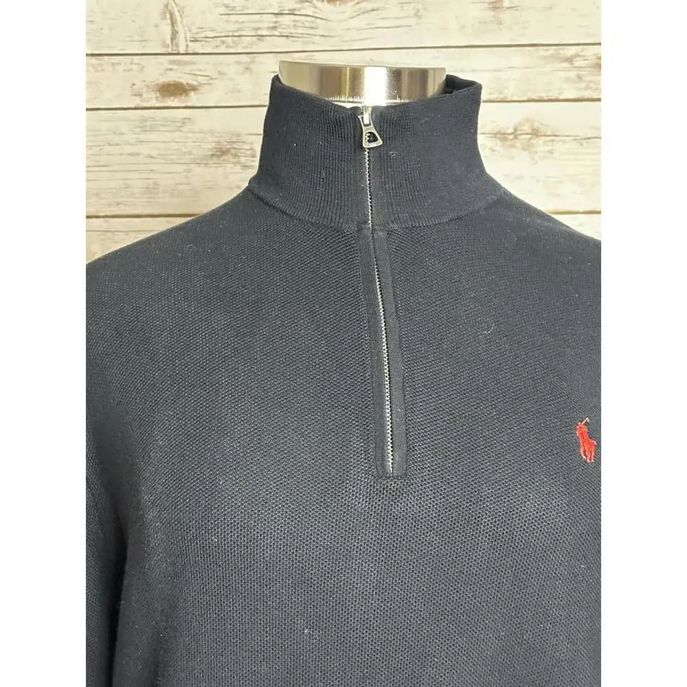 Polo Ralph Lauren classic Pima cotton quarter zip mock neck pullover sweater XXL